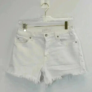 7 FOR ALL MANKIND Womens White Jean Shorts 29 High Rise Cut-Off Frayed Raw Hem